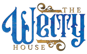 Blue and brown Welty House sign