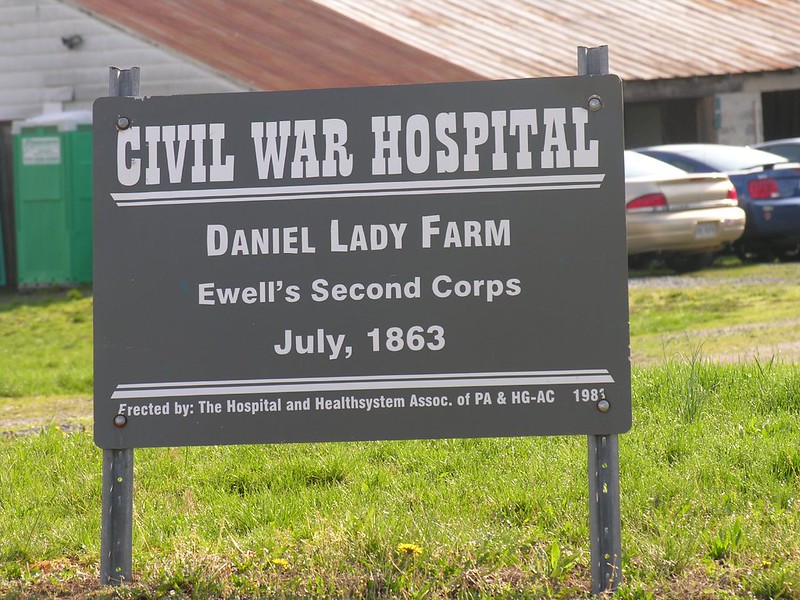 photo of sign announcing Civil War Hospital -- Daniel Lady Farm