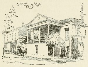 Beauregard-Keyes House. photo shows an illustration of the home