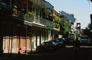 Hotel St. Pierre. photo shows wrought iron balconies looking over the french quarter 