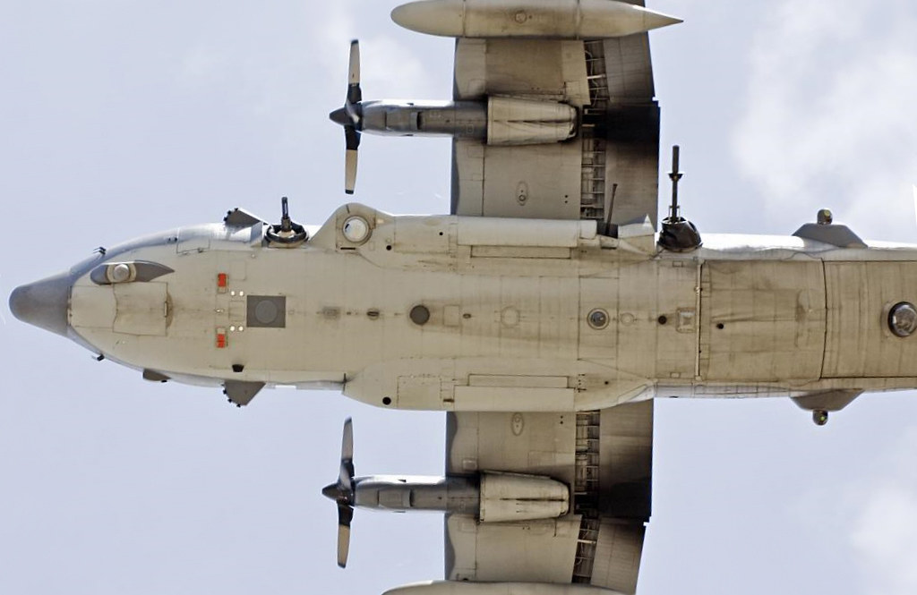 photo shows a spooky gunship from underneath, flying above.