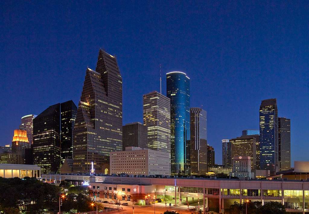 Skyline photo of Haunted Houston at night