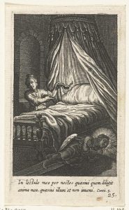 photo shows an illustration of an angel sleeping on the floor next to a sleeping person
