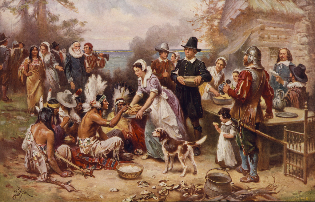 photo shows a depiction of the first thanksgiving