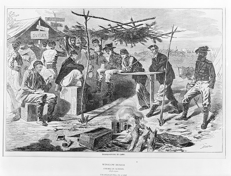 photo shows a depiction of thanksgiving at camp