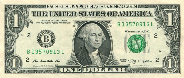 George Washington on the American one dollar bill