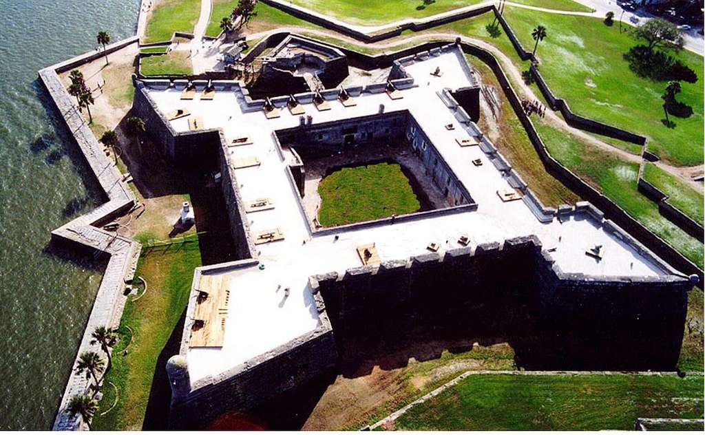 Ariel view of a four pointed fort