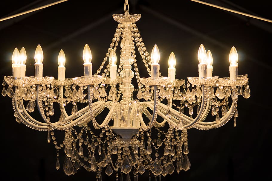 A lit chandelier